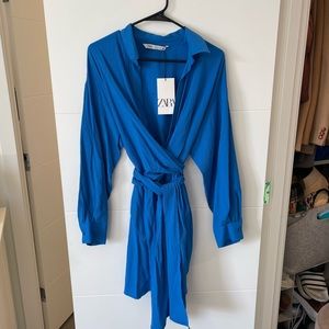 Zara Blue Wrap Dress - L